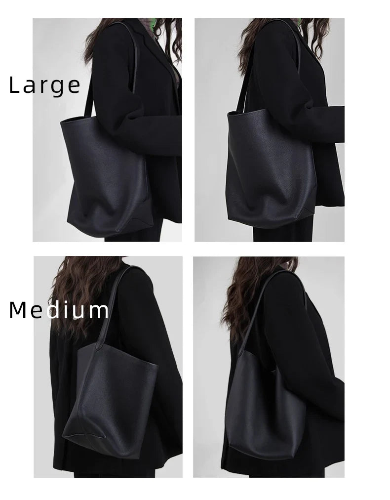 Bucket Bag Large Women's Bag Tote Bag Shoulder Bag Luxury Designer Genuine Leather Handbag Japanese Popular Bag Soft Row