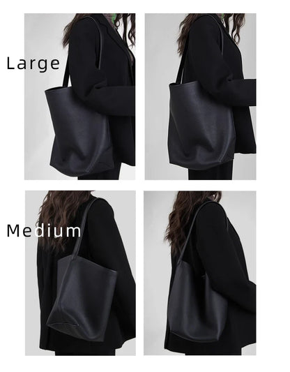 Bucket Bag Large Women's Bag Tote Bag Shoulder Bag Luxury Designer Genuine Leather Handbag Japanese Popular Bag Soft Row
