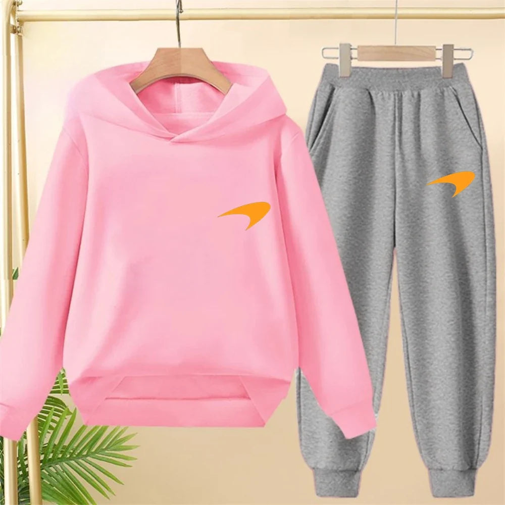 Children Hoodie print 3-12 Years Old Long-sleeved Boys Girls Toddler Coat Top+Pants Stylish Casual black Sweatshirt Set