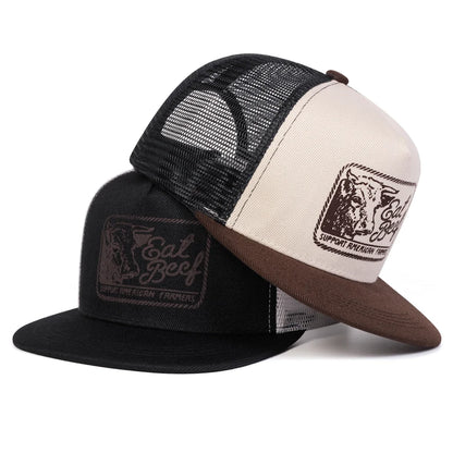 Unisex EAT BEEF Letter Embroidery Hip-hop Net Hats Spring Summer Outdoor Adjustable Casual Baseball Caps Sunscreen Hat Cap