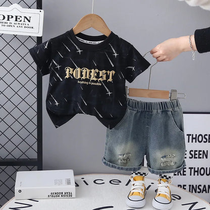 Summer Infant Boys Clothing For Children Casual Letter T-Shirt Shorts 2Pcs/Set Toddler Baby Girl Clothes Costume Kids Tracksuits