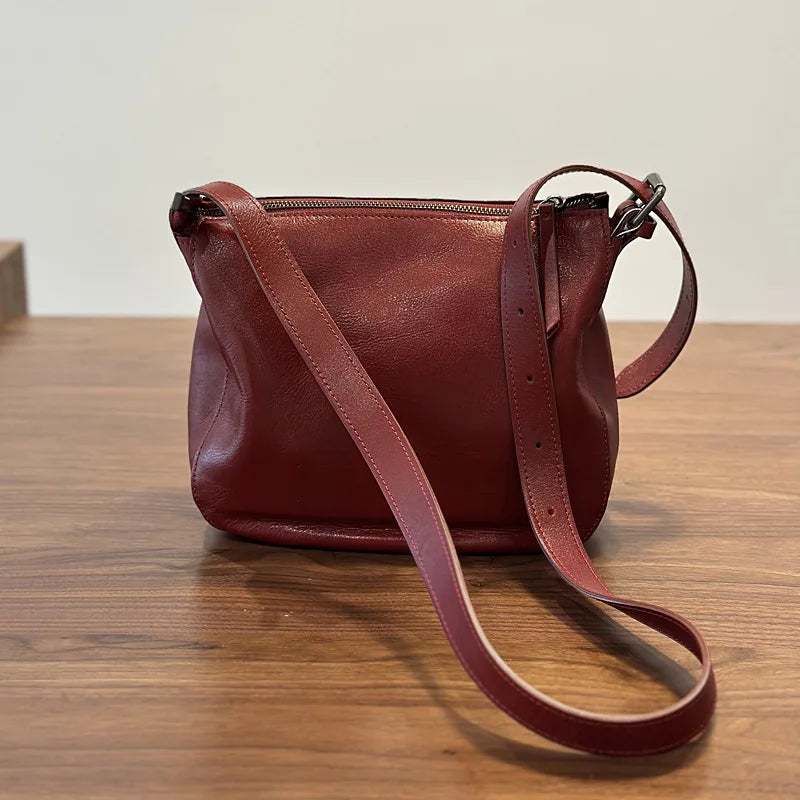 Simple Genuine Leather Women's Shoulder Bags 2026 New Nature Soft Cowhide Solid Color Versatile Crossbody Bags