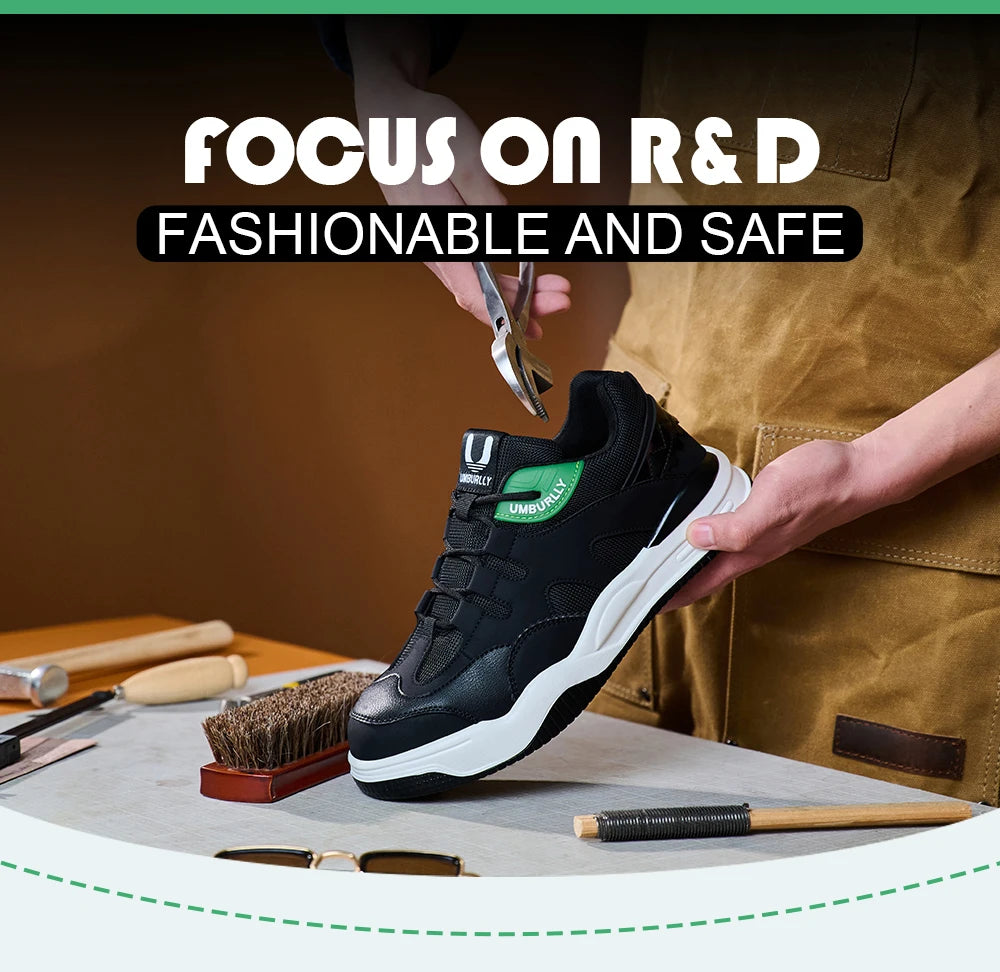 Fashion 2025 New Work Shoes Men Steel Toe Anti Smashing Indestructible Sneakers Splicing Design Comfortable Male Footwear