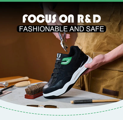 Fashion 2025 New Work Shoes Men Steel Toe Anti Smashing Indestructible Sneakers Splicing Design Comfortable Male Footwear