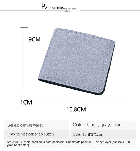 Portefeuille en toile motif cheval-dragon pour enfants (garçon/fille), porte-cartes noir, sac à main court pour homme, porte-billets, étui à cartes de crédit.