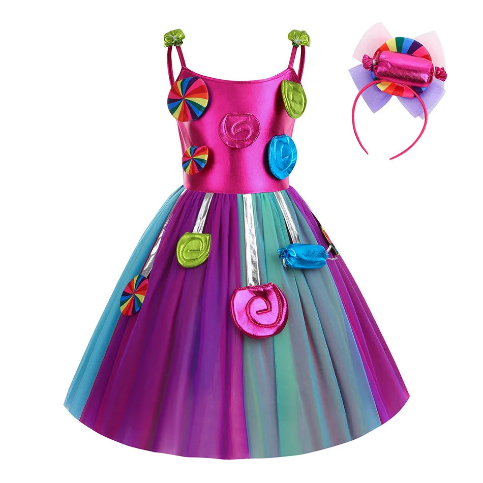Elsa Mermaid Moana Stitch Sleeping Beauty Jasmine Candy Rapunzel Belle Judy Hopps Glinda Holiday Party  Princess Dress