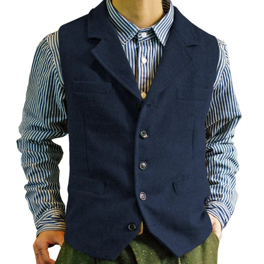 Men Vest Brown Single Button With Lapel Solid Waistcoat For Wedding Banquet Business Office Work Casual Daily Men Suit Vest