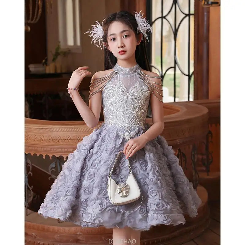 Elegant Girls Princess Dresses Birthday Party Pageant Gown Kids Costume Wedding Dress Formal Outfit Children Summer Clothes