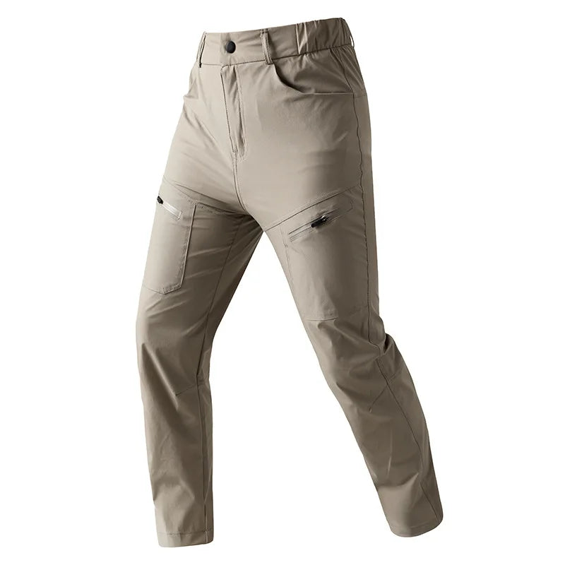 New Summer Men Thin Multi Pocket Work Pants Outdoor Casual Sports Breathable Cargo Pants Straight Leg Loose Tooling Trousers 4XL