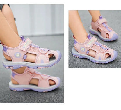 New Style Summer Beach Water Children Sandals Fashion Shoes Outdoor Non-slip Soft Bottom Shading Leather Boys Comfortable