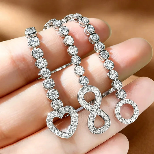 Bracelets femme en Zircon 3mm Sertis Clos Rond Diamant Carbone Élevé Argent Sterling 925 Fermoirs 3 Styles Bijoux Fins