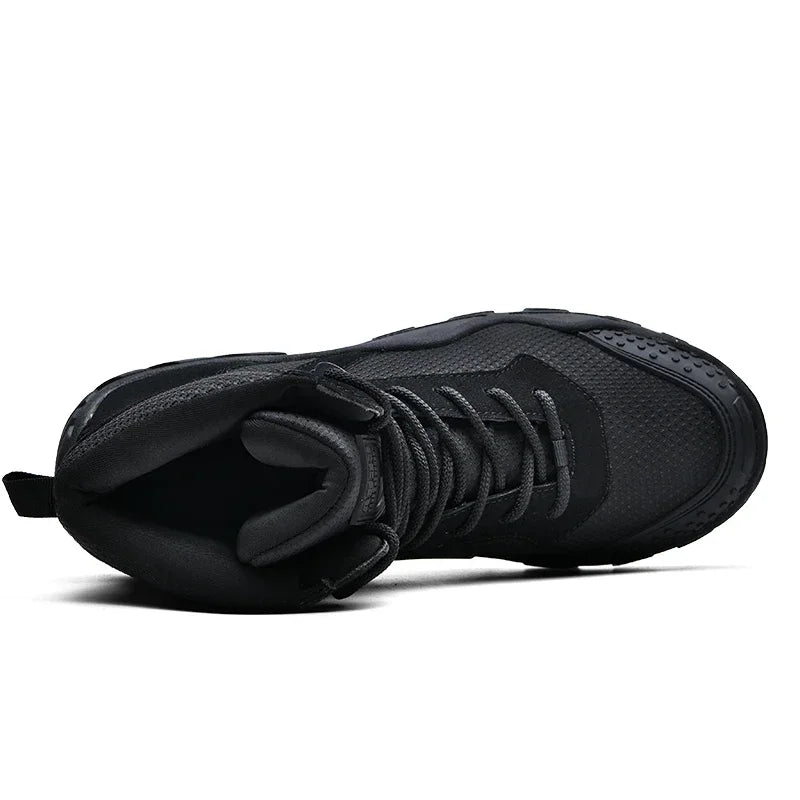 Outdoor High Top Mens Waterproof Fashion Platform Sneakers Ankle Botas Casual Shoes Combat Boots Male Black Large Size 47