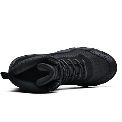 Outdoor High Top Mens Waterproof Fashion Platform Sneakers Ankle Botas Casual Shoes Combat Boots Male Black Large Size 47