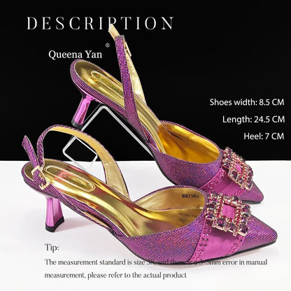 Spot Goods!Festive Elegance: Queena Yan High Quality Women's Pumps Fashion Design For African Wedding Party Ladies Shoes
