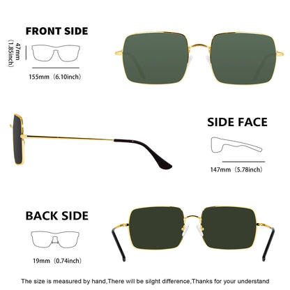 Polarized Sunglasses for Men XXL Size Extra Large Rectangular Metal Ultralight UV400 Protection Glasses 8812