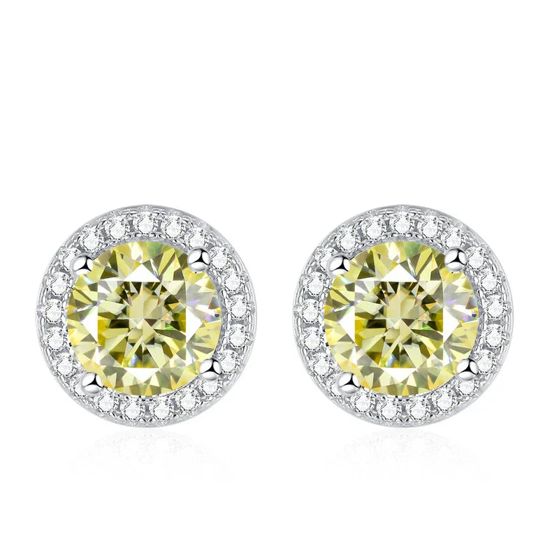 Moissanite Stud Earrings for Women 925 Sterling Silver Green Blue Pink Red Black Blue Sparkling Moissanite Studs Earring