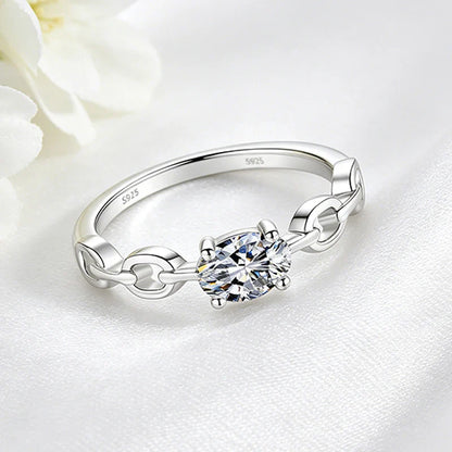 0.5CT Oval Cut Moissanite Rings for Women D VVS1 Lab Diamond Wedding Band Plated 18K 100% S925 Sterling Silver Jewelry