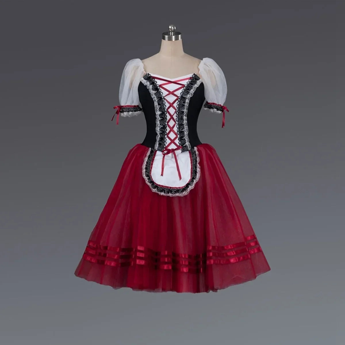 Red Giselle Ballet Dance Ballerina Tutu Dress For Girls Women Stage Performance Costume Long Ballet Dancing Dresses