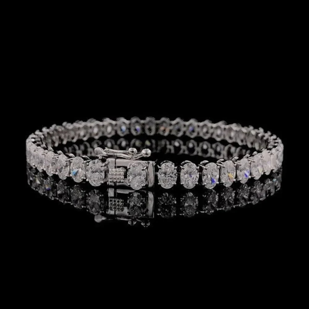 0.5Carat Oval Cut Full Moissanite Tennis Bracelets For Women 100% 925 Sterling Silver D VVS1 Diamond Bangle With  Certificate