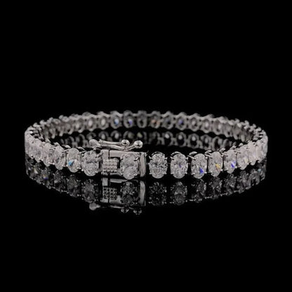 0.5Carat Oval Cut Full Moissanite Tennis Bracelets For Women 100% 925 Sterling Silver D VVS1 Diamond Bangle With  Certificate