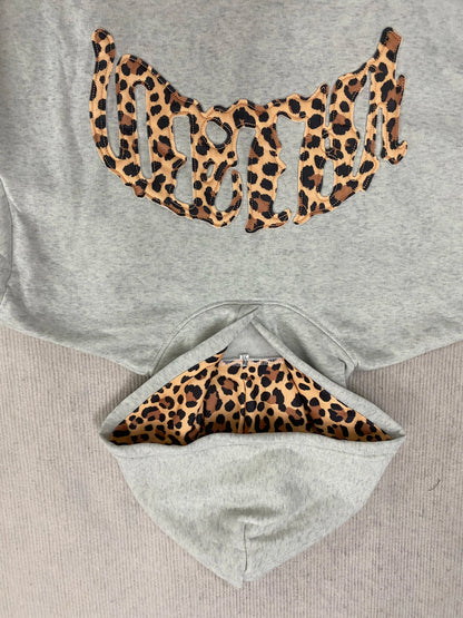 new fashionable leopard print letter embroidery street casual pants men's and women's versatile hooded sweatshirt pants set Y2K