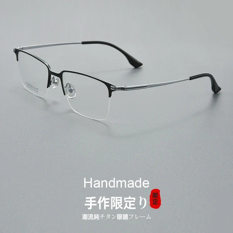 Pure Titanium Half Frame Business Eyeglasses Frames Anti-blue Light Reading Glasses Men's Customized Prescription X15119B