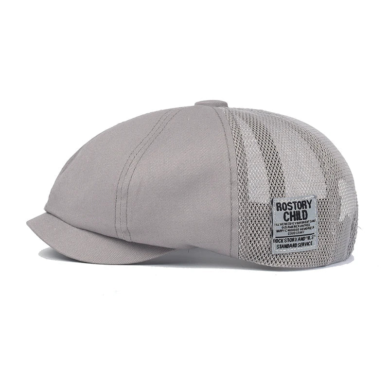 Summer Mesh Newsboy Cap Breathable Cotton Peaky Octagonal Hat Vintage Casual Cap Solid Berets Visor Gatsby Flat Ivy Hat