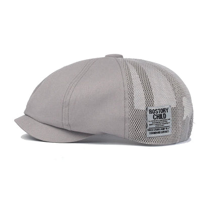 Summer Mesh Newsboy Cap Breathable Cotton Peaky Octagonal Hat Vintage Casual Cap Solid Berets Visor Gatsby Flat Ivy Hat
