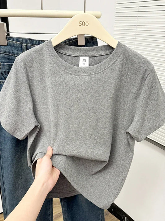 2026 Summer New High Quality Casual Plus Size T Shirt Sexy Short Sleeved Sleeves Fashion Trend Solid Women Clothing Y2k Tops