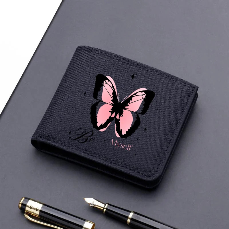 Horse Dragon Pattern Canvas Boy Girl Kids Wallet Black Card Holder Male Money Bag Bank Holder Short Purse Credit Card Case Bag