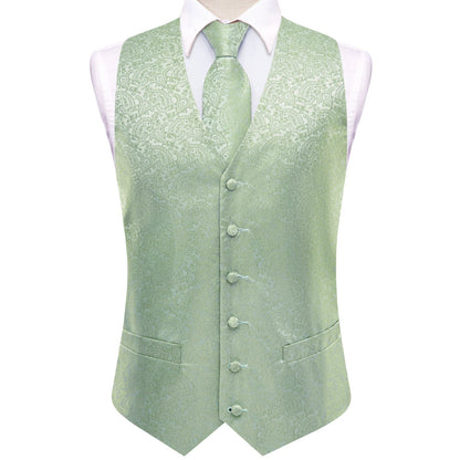 Men Paisley Print Vest Matching Set Waistcoat Tie Hanky Cufflinks Formal Wedding Party Gentleman Suit Accessories Kit