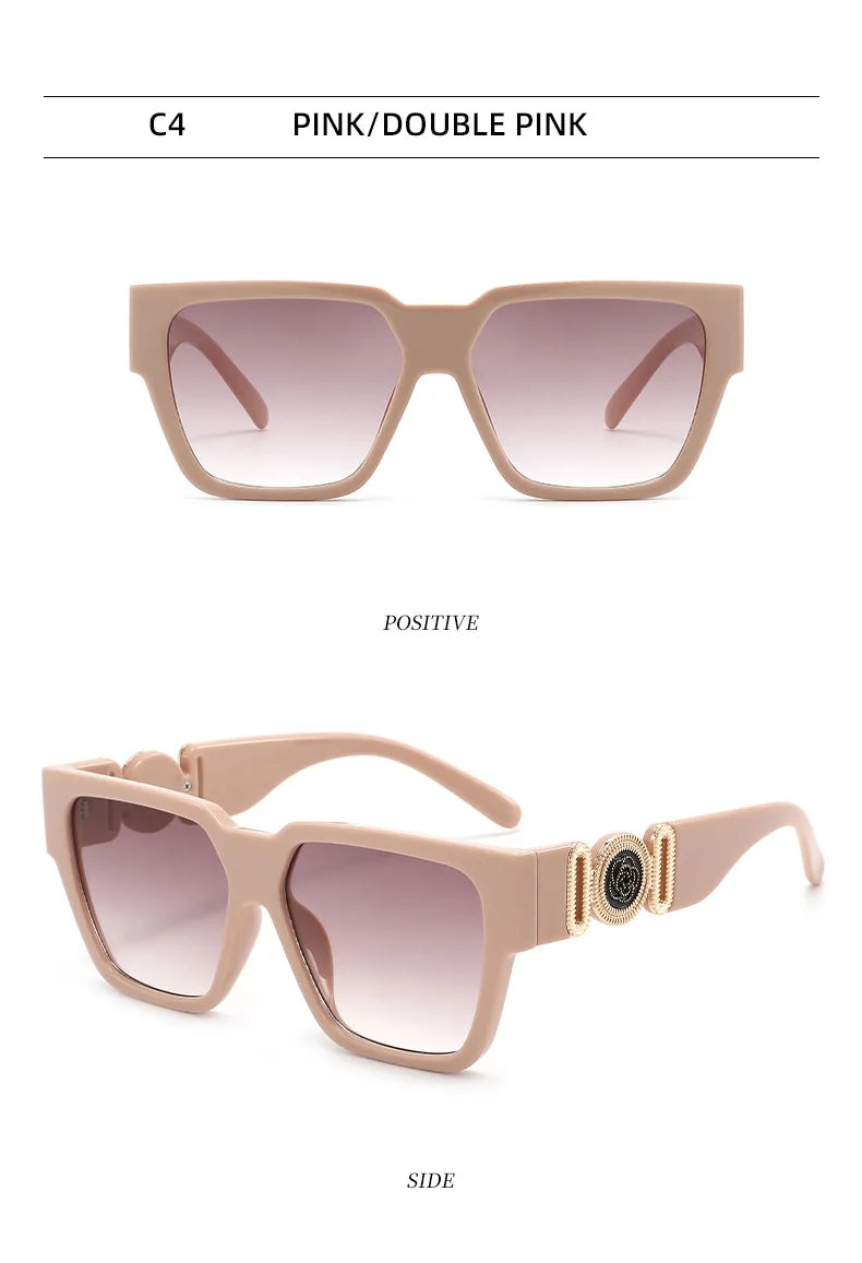 INS 2026 New Fashion Sunglasses Women Wide-leg Sun Glasses Men Trendy Brand Square Oversized Anti Blue Light Flat Mirror UV400