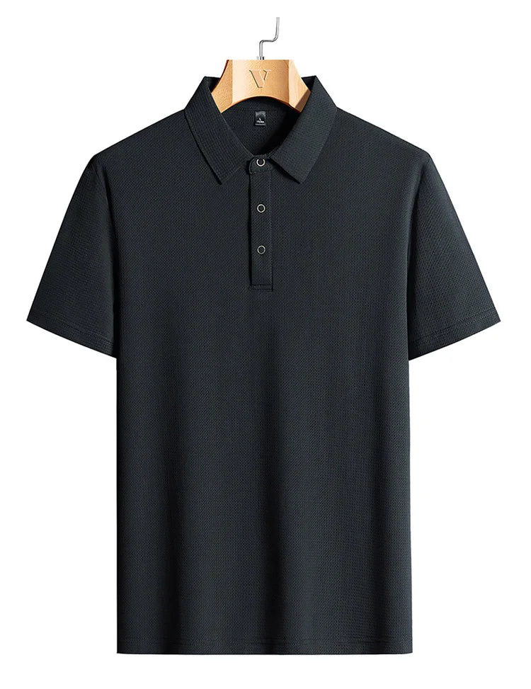 M-9XL Summer Polo Shirt Men New Breathable Mesh Ice Silk Quick-drying Short-sleeved T-shirt Elastic Sports Tops Men Clothing