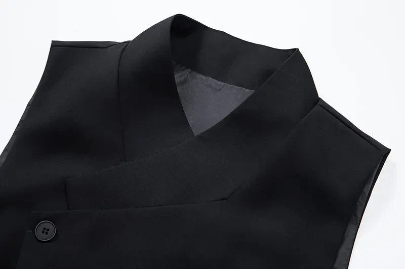Men's Wedding and Party Vest with Diagonal Front Placket and Single-Button Closure