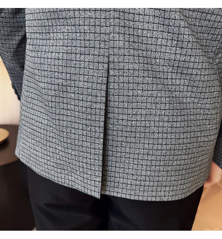 British Style Plaid Suit Jacket For Men 2025 New Business Casual Slim Blazer Formal Wedding Party Suit Dress Coats Men Clothing