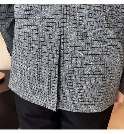 British Style Plaid Suit Jacket For Men 2025 New Business Casual Slim Blazer Formal Wedding Party Suit Dress Coats Men Clothing