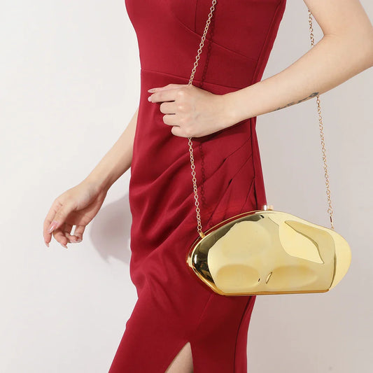 Lemon Color Women Acrylic Shell Clutch Bag Designer Chain Shoulder Rock Handbag Cute Prom Evening Gold Purse for Wedding Party
