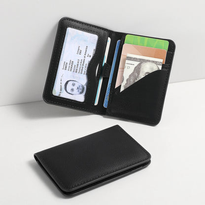 Portefeuille en cuir anti-RFID pour homme, porte-cartes fin et minimaliste, portefeuille extra-plat pour homme avec fenêtre d'identification