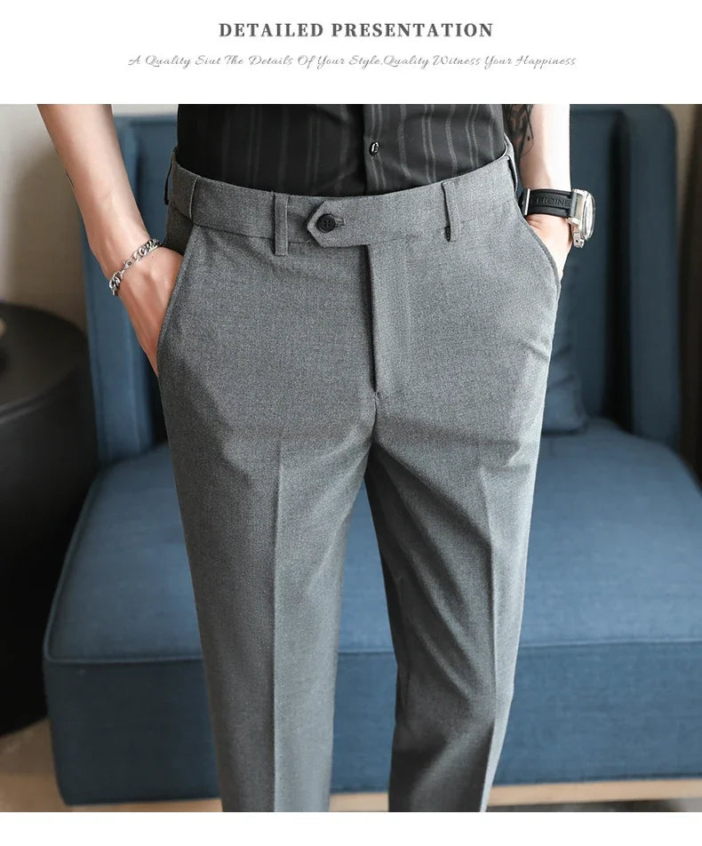 Plus size 44 42 40 Men Business Social Suit Pant 2024 Spring Formal Slim Wedding Trouser Mens Brand Fashion Casual Dress Pants