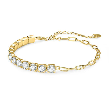 2mm Moissanite Tennis Bracelets With Gra Certificate S925 Sterling Silver Plated 18k Gold Paper Clip Bracelet For Women