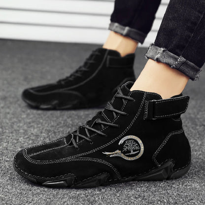 Winter Men Boots Suede Leather With Fur Ankle Boots Men Leisure Boots Keep Warm Western Boots Men Casual Sneakers Bota Masculina
