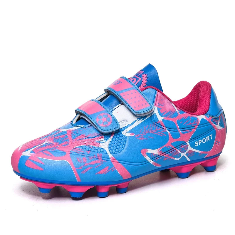 Kids Soccer Shoes Outdoor Non-Slip Football Sports Shoes Boy Training Shoes Child HOOK&LOOP Lightweight Children's Soccer Cleats