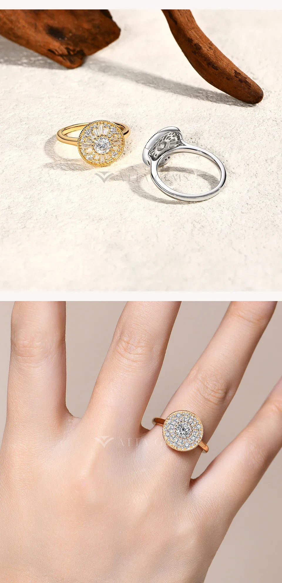 Full Moissanite Rings For Women DVVS1 Round Cut 0.5CT Diamond S925 Silver 18K Gold Plated Engagement Fine Jewelry Gifts