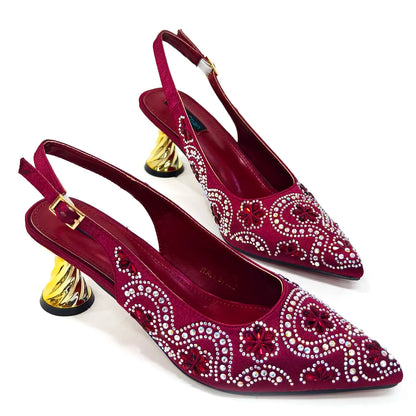 2024 Elegant Rhinestone Pointed-Toe Pumps With Matching Bag Set Large Capacity Bag for Women's Party High Heels