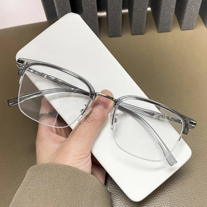 Men's Business Classic Half Frame Anti Blue Light Reading Glasses Myopia Hyperopia Customizable Prescription TR2242