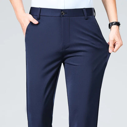29-42 Men's Summer Thin Fashion Business Casual Suit Pants Long Pants Men's Elastic Straight Sleeve Formal Pants Plus Size