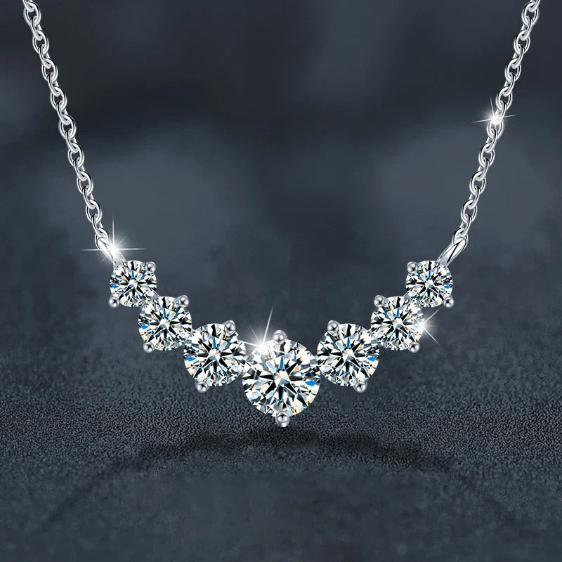 U-Smile Moissanite Necklace D VVS1 for Women D Color Sparkling Lab Diamon Luxury Necklaces 925 Sterling Silver with Certified