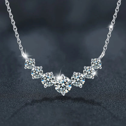 U-Smile Moissanite Necklace D VVS1 for Women D Color Sparkling Lab Diamon Luxury Necklaces 925 Sterling Silver with Certified