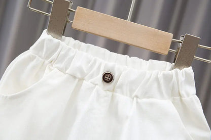 New Baby Boys Girls Summer Outwear Cotton Strips Sports Suit Infant T Shirt Shorts Children Clothing Tracksuits Sets Outwear
