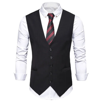 Fashion Single Breasted Suit Vests for Men Grey Black High-end Male Waistcoat Slim Fit Formal Business Casual Vest Plus Size 7XL